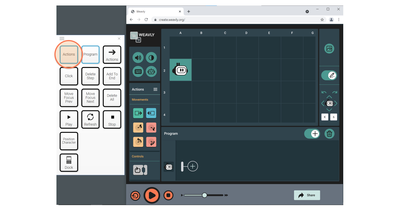 Selecting actions panel on the Grid3 keyboard Selecting Actions panel on the Grid3 keyboard